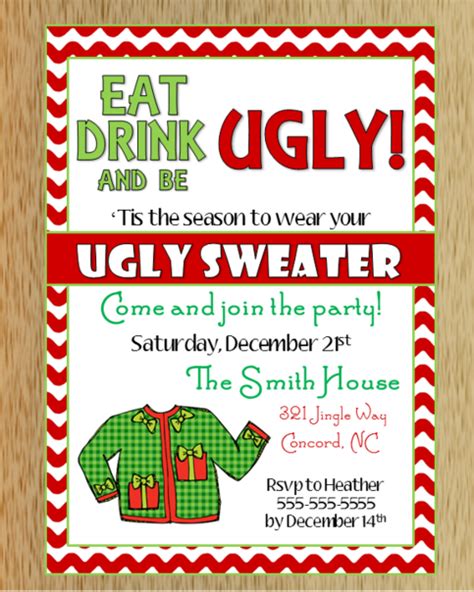 The most common ugly sweater christmas party invitation material is paper. Ugly Christmas Sweater Invitation 2 on Storenvy
