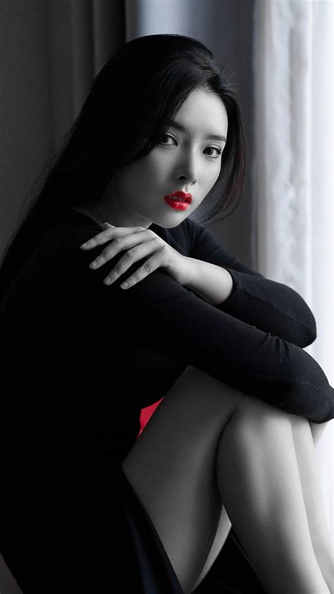 pretty asian black and white beauty black and white black dress cute girl hd phone