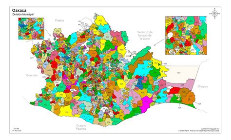 Mapa De Oaxaca A Colores Con Nombres Mapas De México Para Descargar