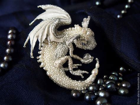 Brooch Dragon Sylvie Brooch Beads Silver Dragon купить на Ярмарке