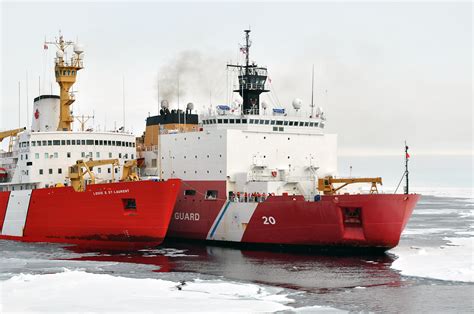 Canadian Coast Guard Ship Louis S St Laurent Ties Up To The Coast