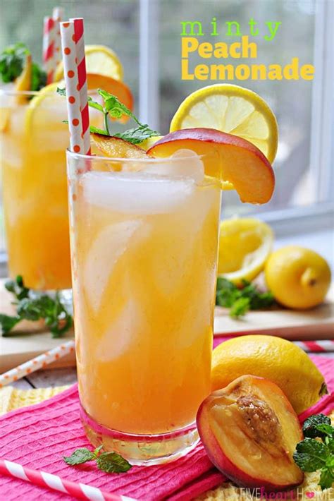 Minty Peach Lemonade ~ Delicious Refreshing Fivehearthome