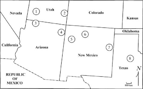 Map Showing Areas In Texas New Mexico Arizona And Utah Where