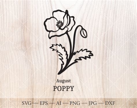 Poppy Svg August Birth Flower Svg Birth Month Flower Poppy Etsy Israel