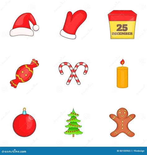 winter holiday icons set cartoon style stock vector illustration of happy drawing 80100965