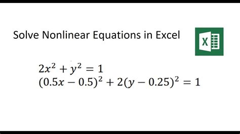 Differentiating linear and nonlinear relationships. Solve Nonlinear Equations with Microsoft Excel - YouTube