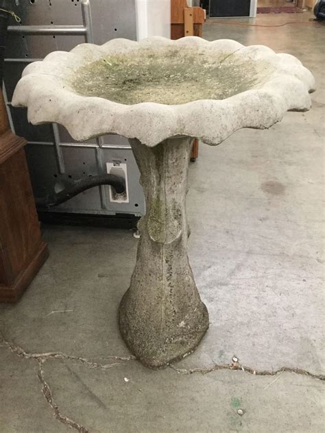 Sold Price Vintage Cement Bird Bath With Squirrel Design Great