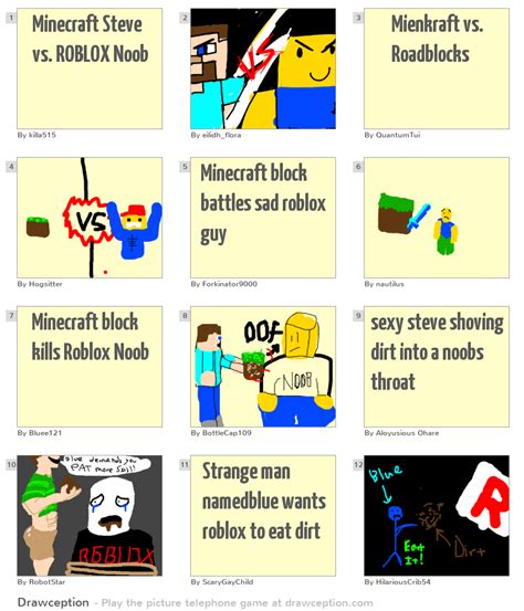 Minecraft Steve Vs Roblox Noob Drawception