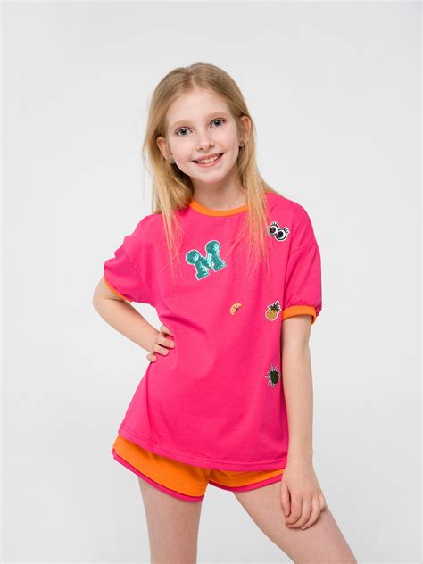 Футболка на манжетах для девочки Smil цвет Темно розовый • цена 143