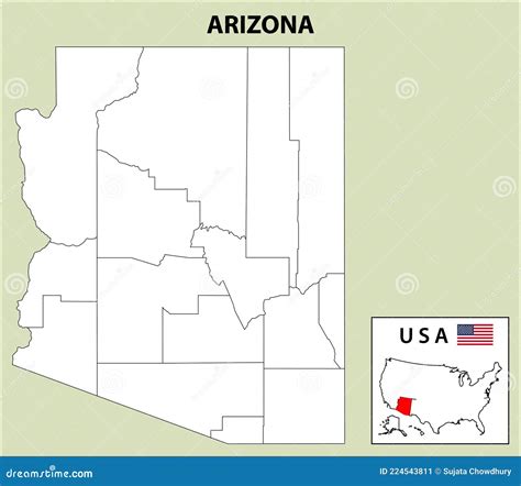 Mapa De Arizona Mapa De Distrito De Arizona En Contorno Ilustración