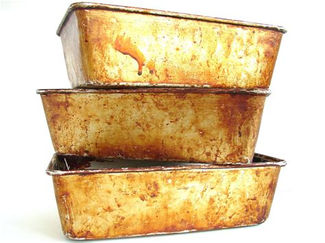 Vintage Metal Bread Loaf Baking Pan Tin With Unique Baked On Patina