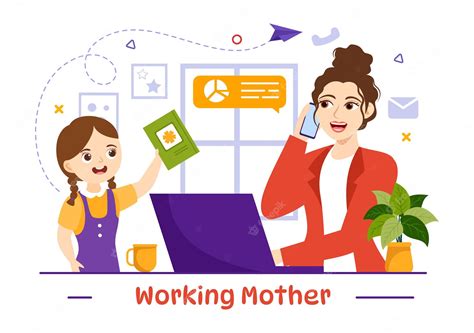 Ilustración Vectorial De Madre Trabajadora Con Madres Que Trabajan Y