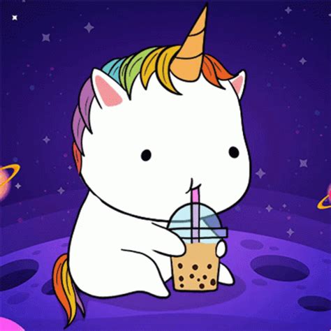Unicorn Drinking Boba 