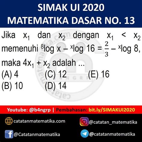 Catatan Matematika Simak UI 2020 Matematika Dasar No 13