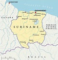 Mapas de Surinam - mapas políticos, físicos, mudos del país