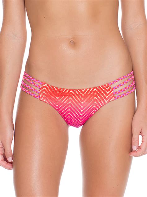 Strappy Brazilian Bikini Bottom In A Pink Tie Dye Calcinha Sunset Pink