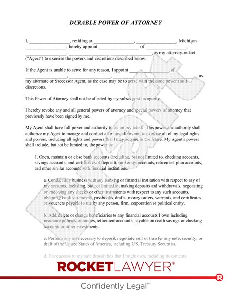 Free Michigan Power Of Attorney Make And Download Rocket Lawyer