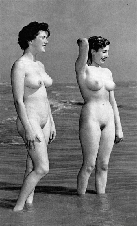 Vintage Models Posing Nude In The Sea