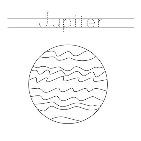 Premium Vector Trace The Word Color Jupiter Planet Handwriting