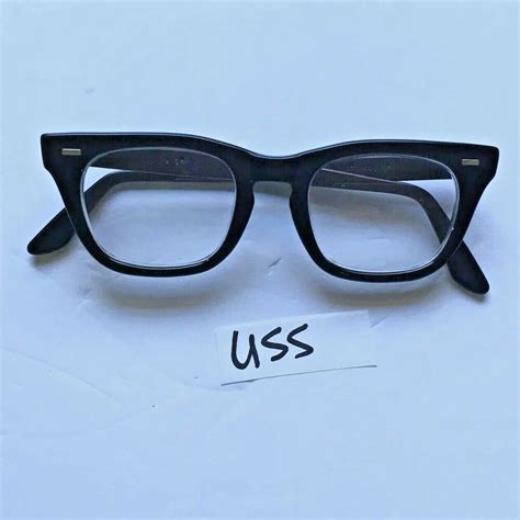 Uss Vintage Gi Issue 46 20 Horn Rim Eyeglass Frames U S Military Glossy Black Uss Hornrim