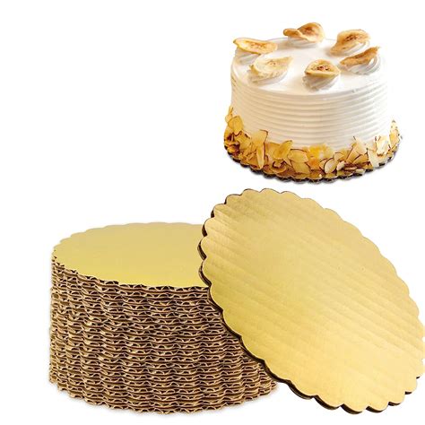 Buy 20 Pack 6” Gold Corrugated Cake Board Laminated Circle Scalloped