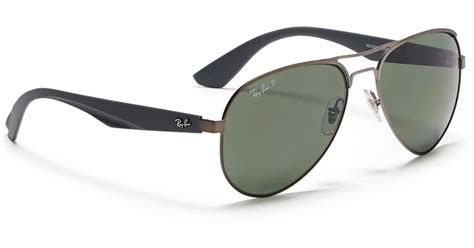 ray ban titanium frame plastic temple aviator sunglasses in gray for men grey metallic lyst