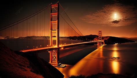 An Image Of The Golden Gate Bridge Is Shown At Night Background Golden