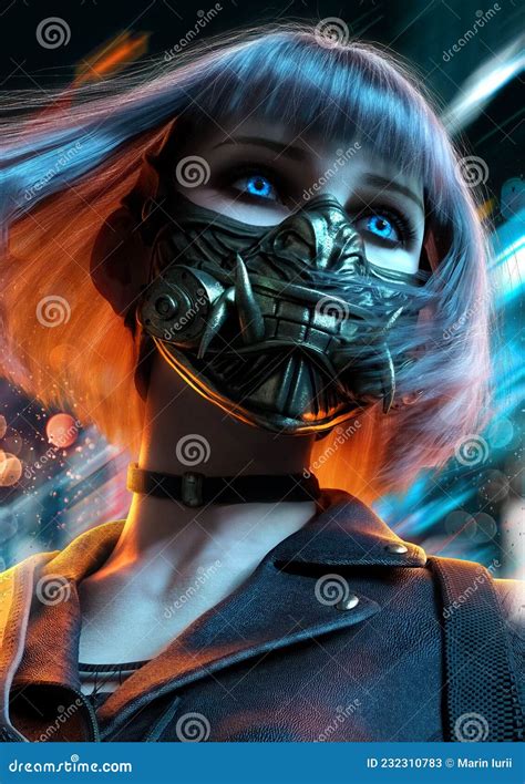 A Beautiful Portrait Of A Young Ninja Girl In A Sinister Demonic Mask