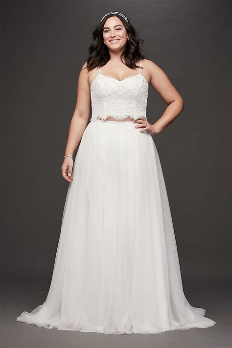 Lace And Tulle Two Piece Plus Size Wedding Dress Davids Bridal