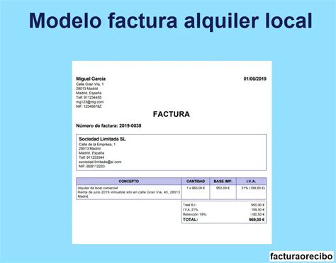 Modelo Factura Alquiler Local Facturaorecibo