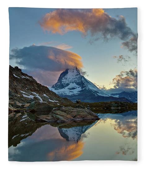 Cervin Matterhorn Sunset Fleece Blanket By © Lostin4tune Cedrik