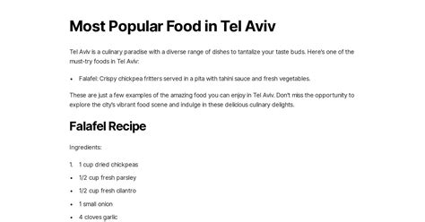 Most Popular Food in Tel Aviv