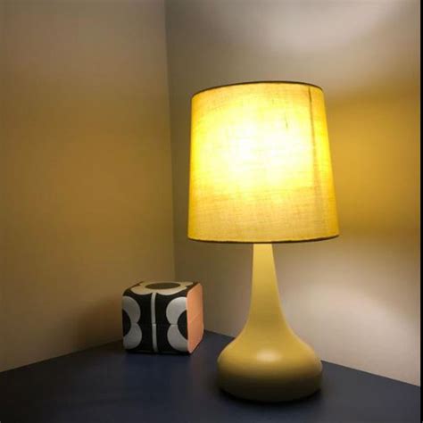 Pair Yellow Touch Table Lamps Lights Bedside Bedroom Mustard Ochre Tear
