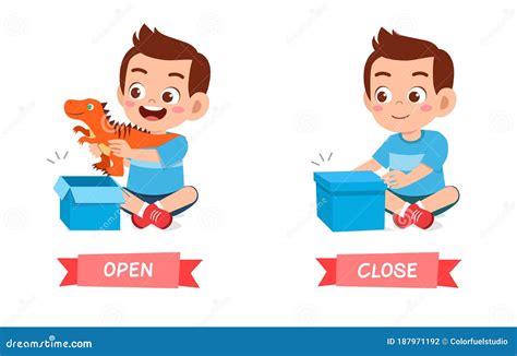 Cute Example Of Opposite Word Antonym For Kid Stock Vector