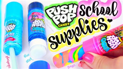 Diy Push Pop School Supplies Eraser Pencil Sharpener And Glue Stick