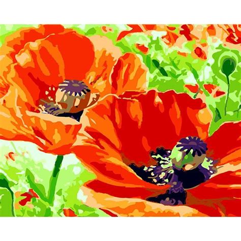 Hot Item Chenistory Acrylic Orange Flowers Diy Painting By Numbers