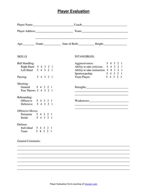 Basketball Player Evaluation Form Fill Out And Sign Online Dochub