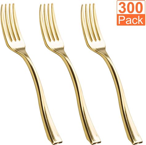 Cbtone Premium Gold Plastic Forks 4 Inch 300 Pack Heavy