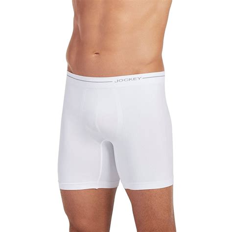 Jockey Jockey Mens 3 Pack Essential Fit Cotton Staycool Midway Boxer Briefs White S