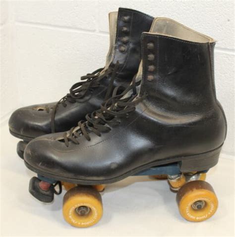 Vintage Riedell 216 Black Leather Roller Skates Size 10 Mens Unique