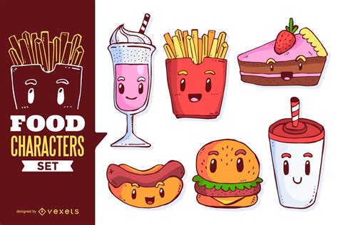 Conjunto De Ilustración De Dibujos Animados De Alimentos Descargar Vector