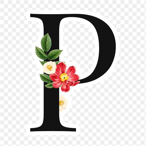 Flower Decorated Capital Letter P Free Png Sticker Rawpixel