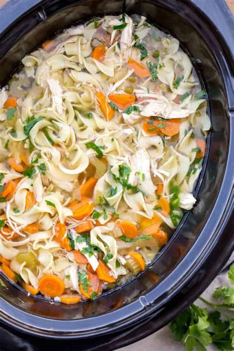 Add carrots, celery, onion, and garlic. Crockpot Chicken Noodle Soup Recipe - Valentina's Corner