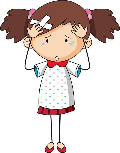 Doodle cartoon character of a girl having headache 2939349 Vector Art at Vecteezy