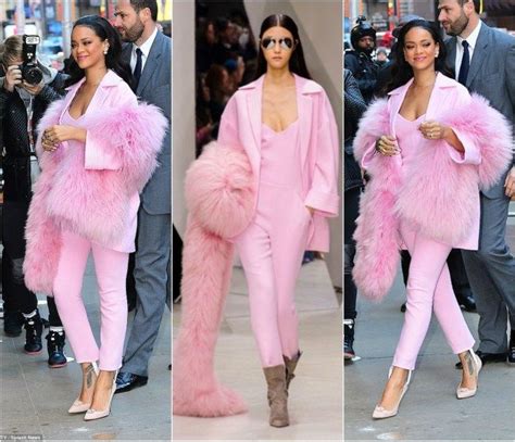 Lady In Pink Rihanna Dazzles In All Pink Ensemble New York Pink