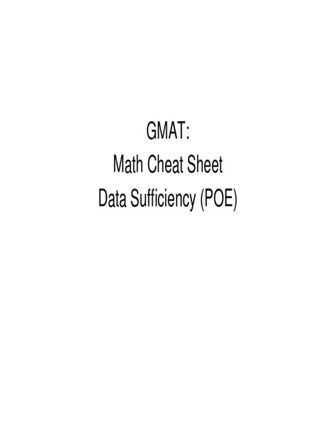 Gmat Cheat Sheet Pdf