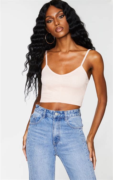 nude mesh strappy crop top tops prettylittlething il