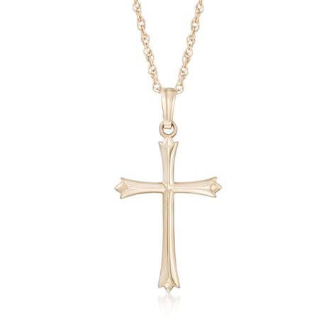 14kt Yellow Gold Budded Cross Pendant Necklace 18 Ross Simons