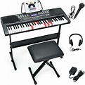 61-Key Electronic Keyboard Piano with Lighted Keys and Bench - Costway