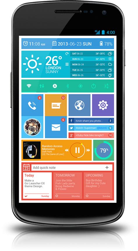 Anwp Flat Android Home Screen Concept On Behance